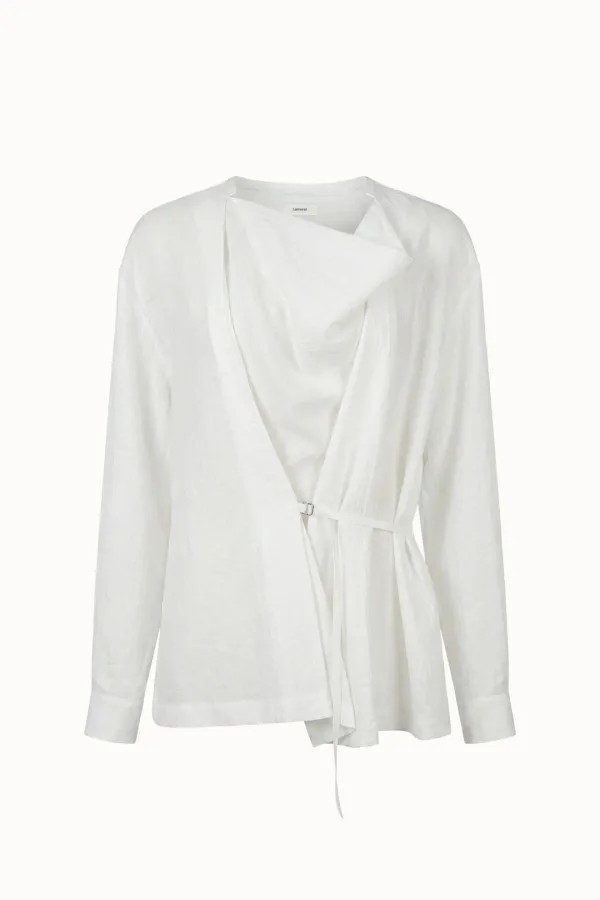 [4차 리오더]Drape Belted Shirt[LMBFSPSH318]-Off-White