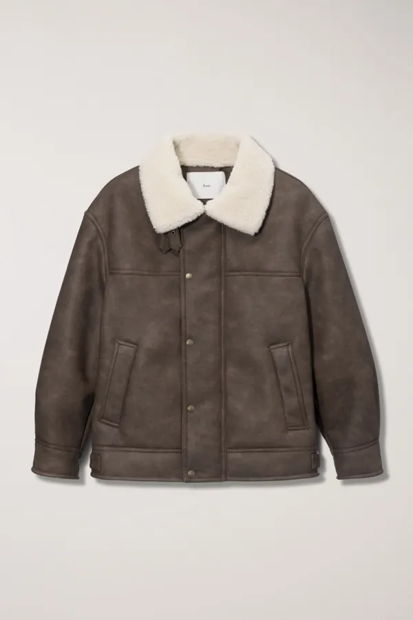 UNISEX SHEARLING HALF JACKET CAMEL BROWN