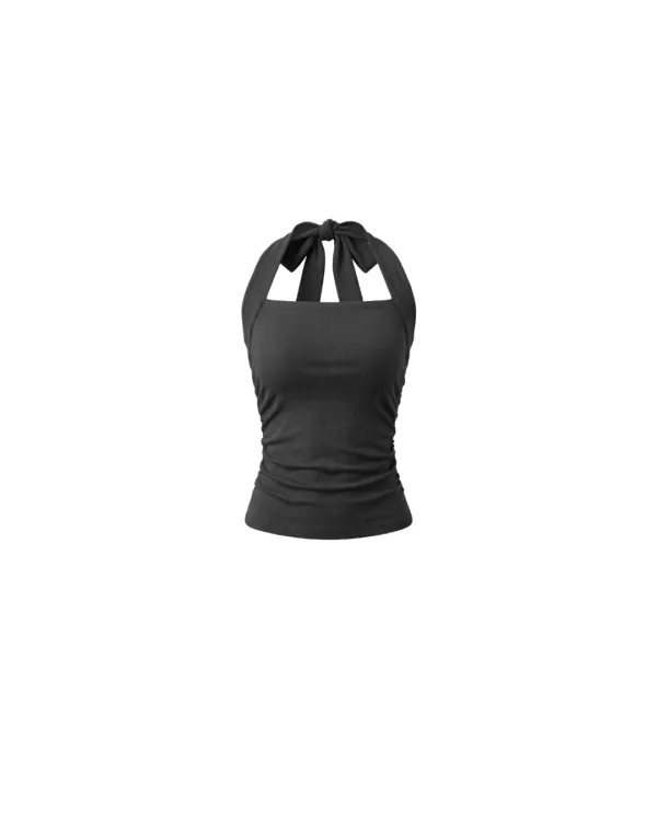 Mellow ribbon top - Charcoal