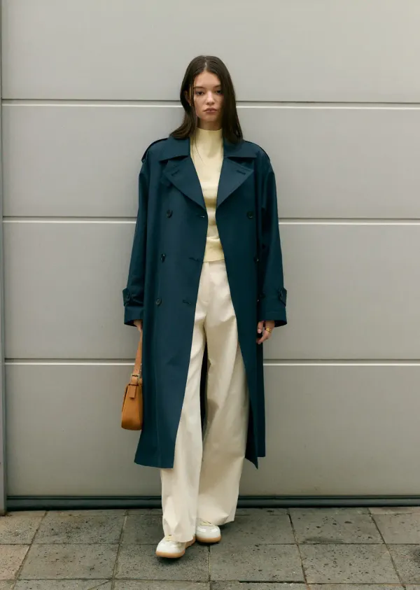 BASIC COTTON TRENCH COAT (dark navy)