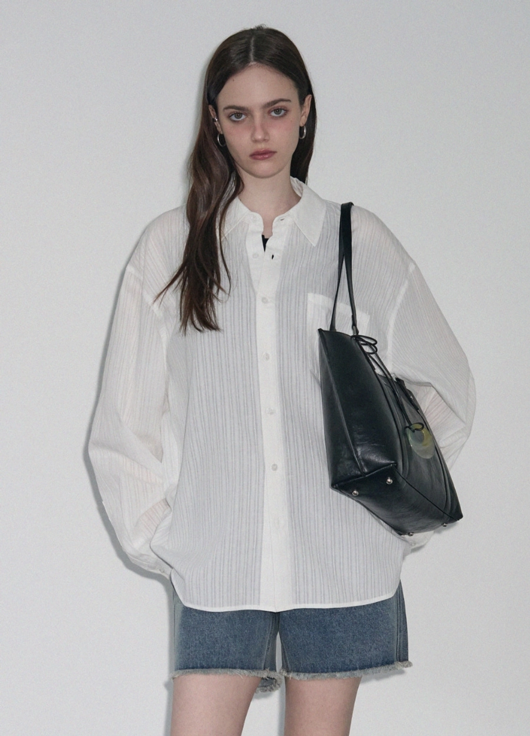 레더리 시스루 레이스 루즈핏 셔츠 [WHITE] 상품 이미지 2
