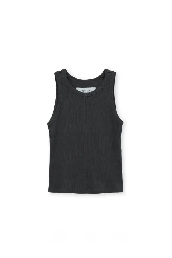 W Sleeveless Top, Charcoal