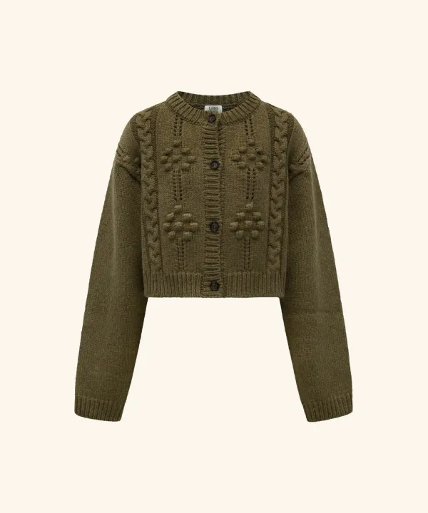 Siena Flower Wool Cardigan ( Olive )