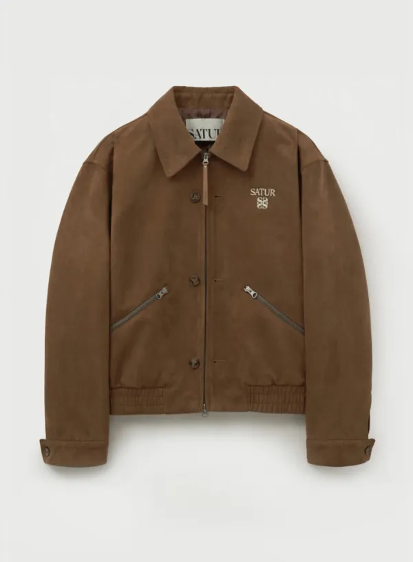 [RIIZE\'s Pick] Teo Faux Suede Short Jacket - Camel Brown