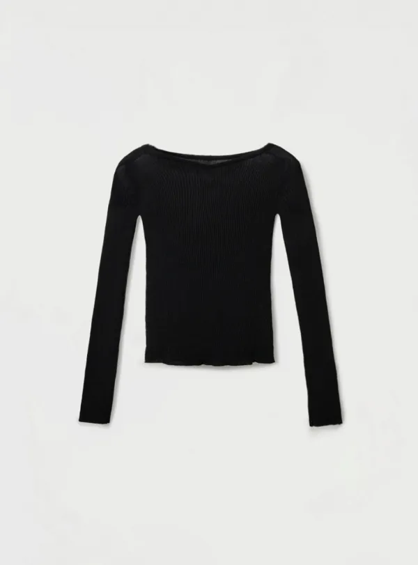 [3RD] RIBBED V-NECK PULLOVER - BLACK
