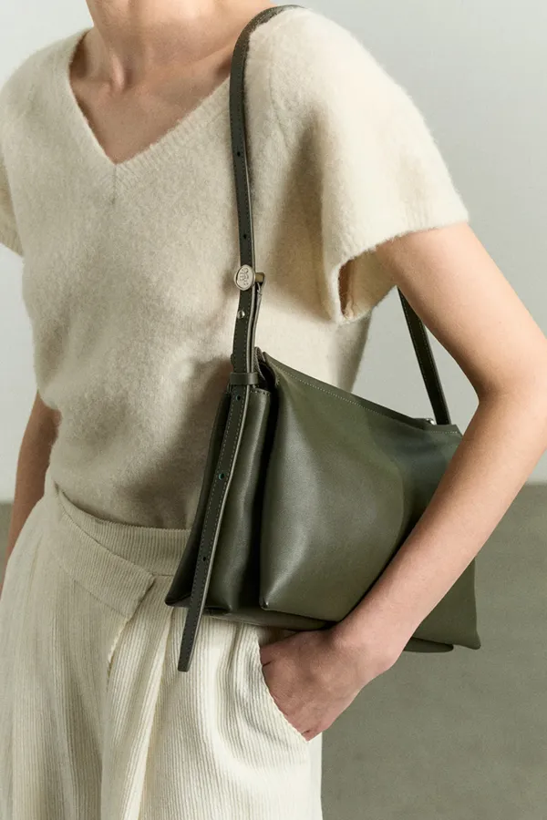 TRIO LEATHER BAG KHAKI