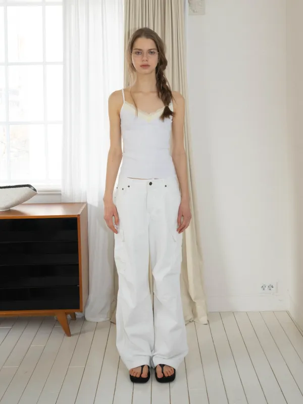 washed cargo pants (cream)