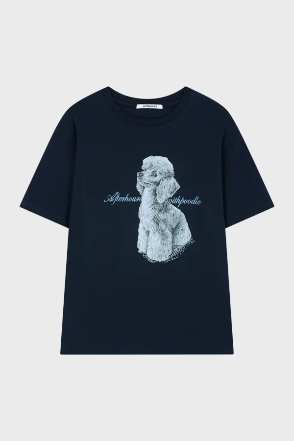 OVERSIZED POODLE GRAPHIC TEE (NAVY)