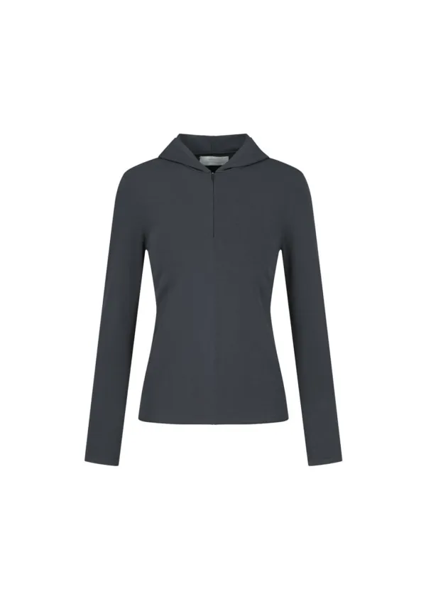 Half Zip-up Knit Hoodie, Charcoal