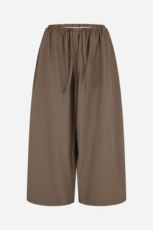 25SS star check wide pants