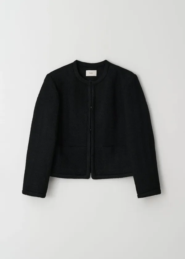 Tweed Wool Straight Jacket(Black)