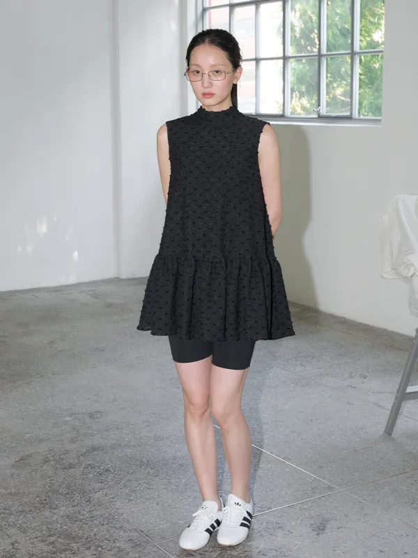 WRINKLE MINI DRESS - BLACK
