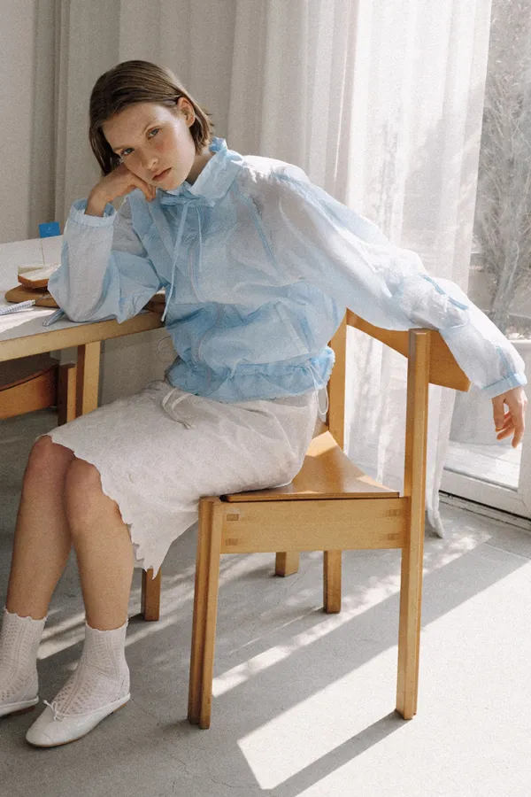 Sheer Lace Tape Jumper (soft aqua)