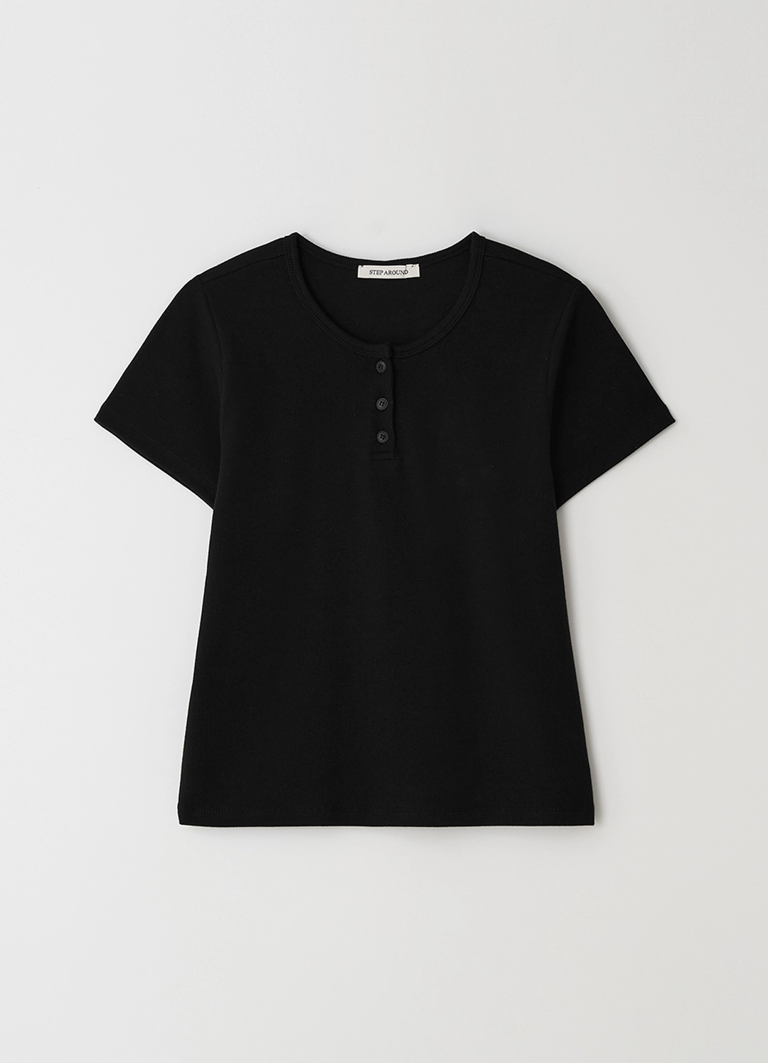 스텝어라운드 [9차] Henley Short Sleeve T-Shirt_BLACK 상품 이미지 2
