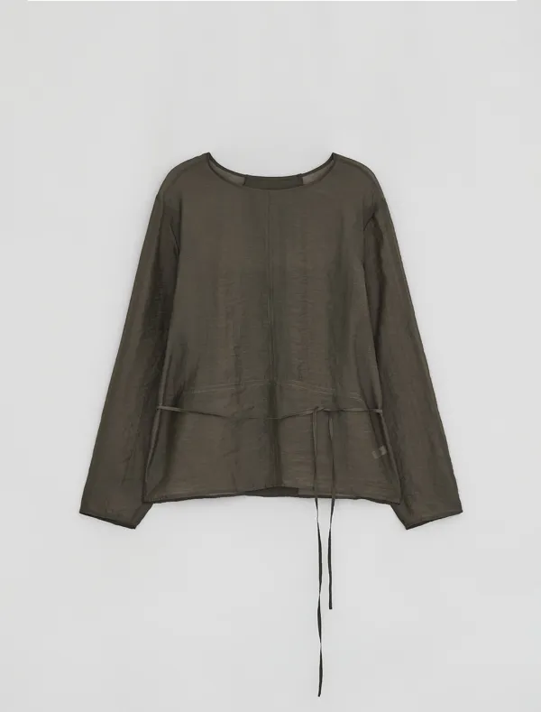 [1st REORDER] SHEER STITCHED BLOUSE [BROWN]