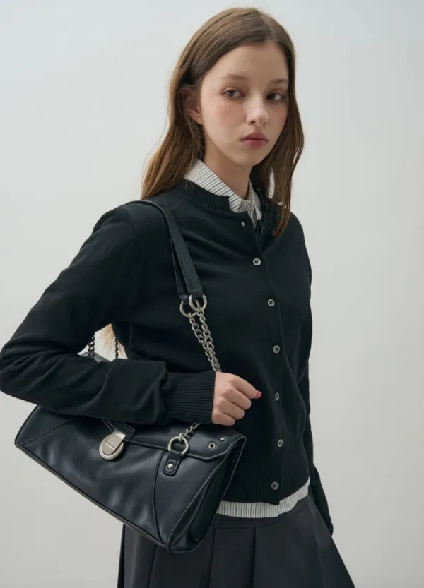 메신저 체인 숄더백 [BLACK]