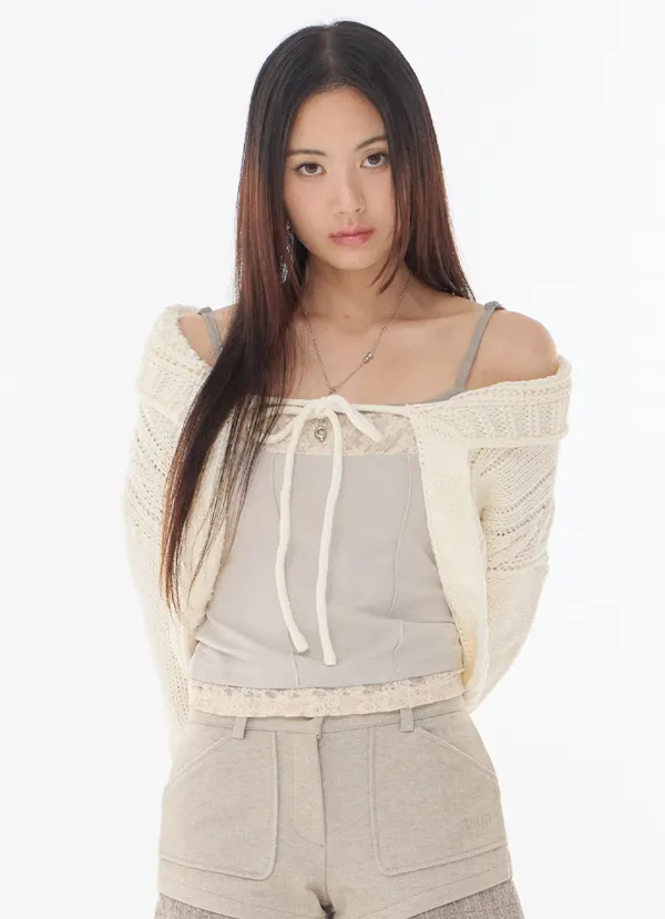 BRAID SHAWL CARDIGAN / IVORY