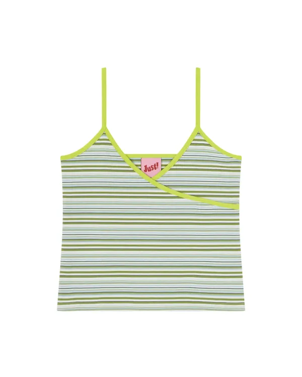 V-NECK RIBBED CAMISOLE TOP, MULTI STRIPE