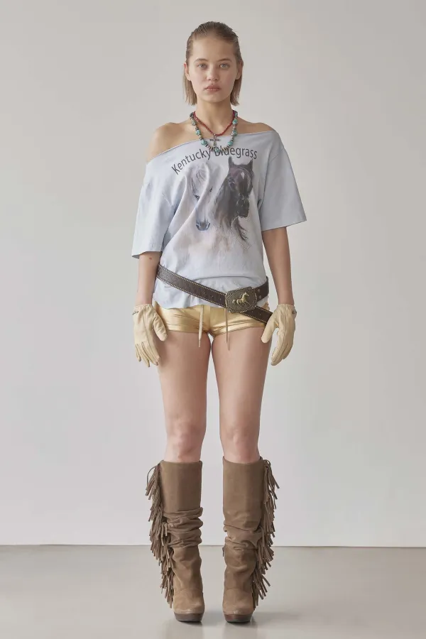 Sheriff Cut Out Tee Misty Blue