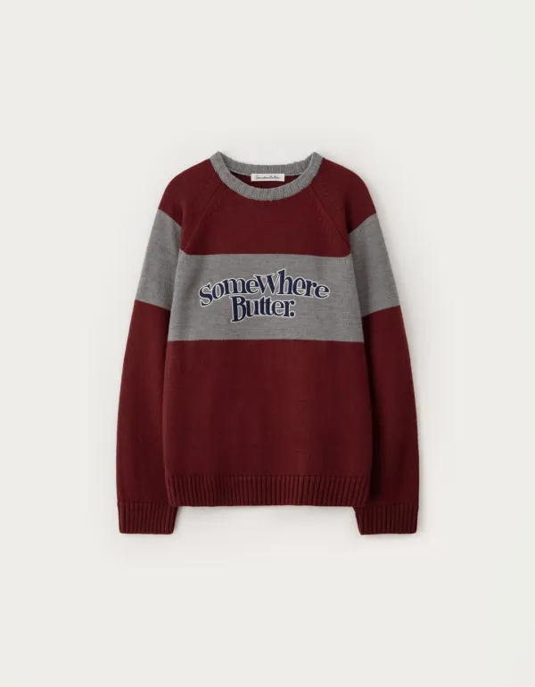 Casual Wave Logo Knit - Burgundy