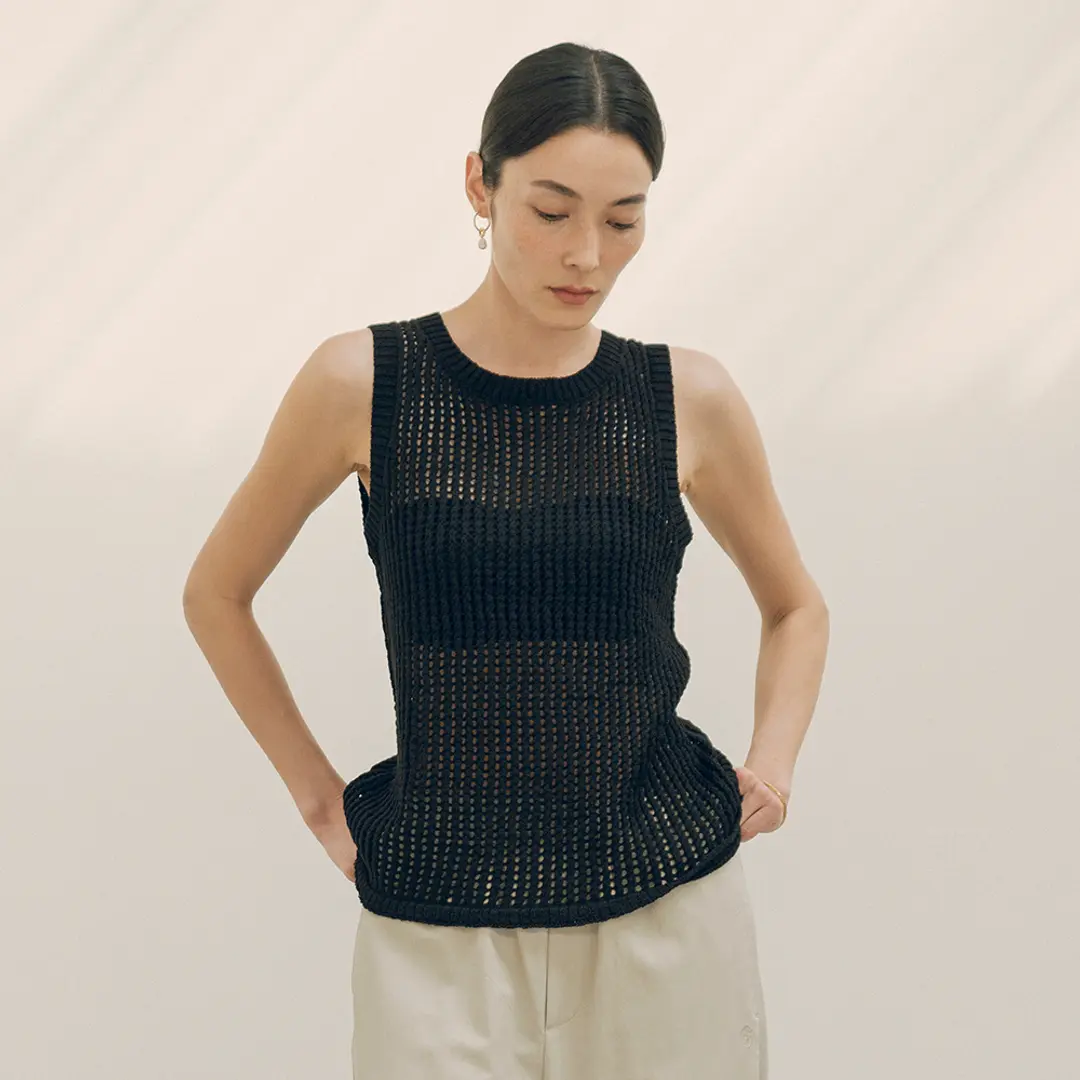 시야쥬 [리퍼브] SIKN2117 펀칭 니트 나시_Black 상품 이미지 2