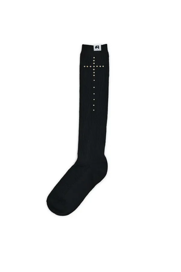 Studded cross socks (Black)