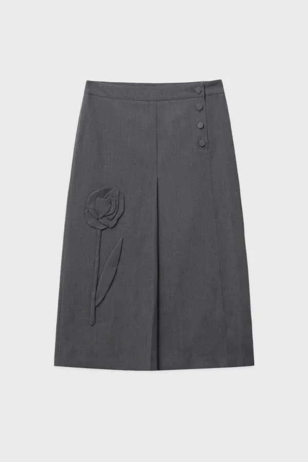 SN Rose Applique Skirt (Grey)