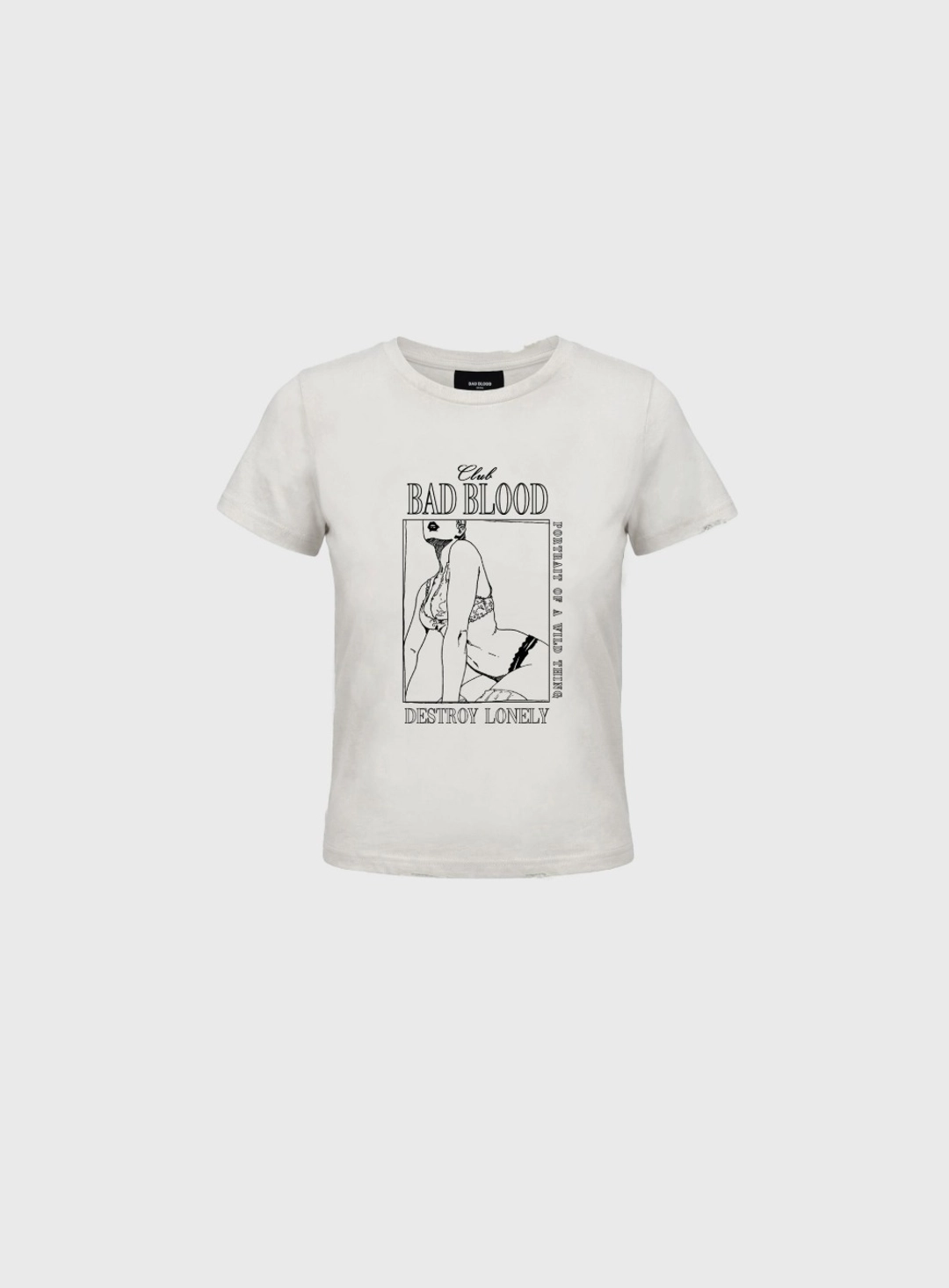 배드블러드 [w-tee26-140] Lonely Girl Short Sleeve T-Shirt - White 상품 이미지 1