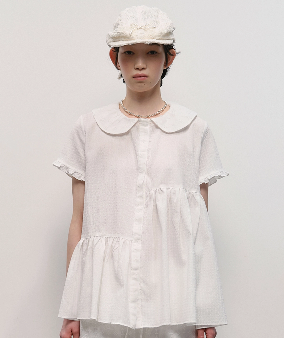 타입서비스 [10차] Textured Collar Top [White] 상품 이미지 2