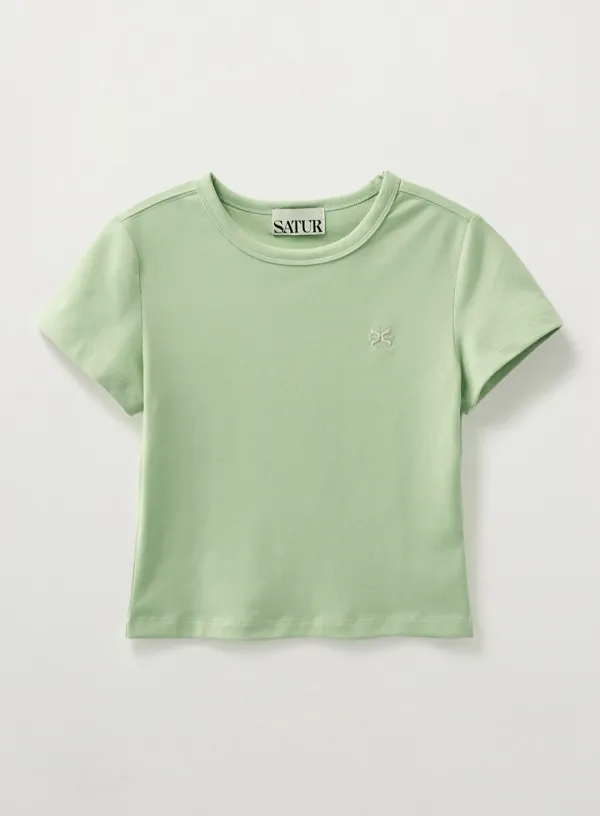 (W) Essential Basic Logo T-Shirt - Mint