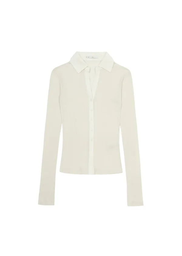TENCEL COLLAR SHIRT, CREAM