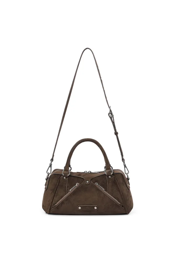 FAUX LEATHER MINI M.O.S BAG, DARK BROWN