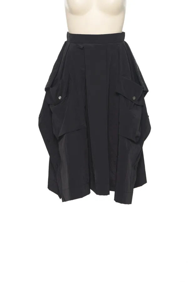 SS25 BLACK SQUARED DRAPING SKIRT