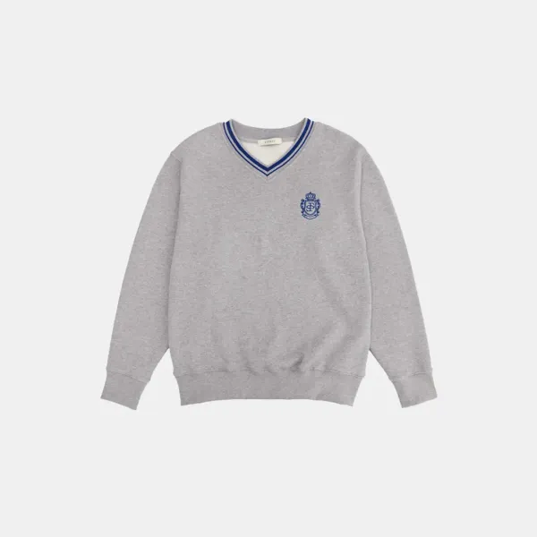 SITP5180 브이넥 로열 자수 맨투맨_Melange gray