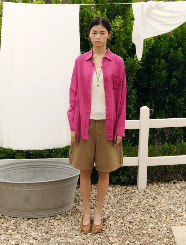 SOFT GAUZE ONE POCKET SHIRT [MAGENTA]
