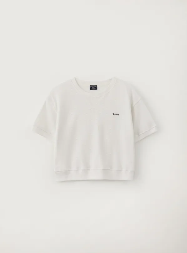 해쉬 크롭 스웻 셔츠_Ivory