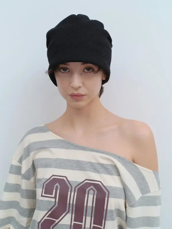 Waffle String Beanie [Black]