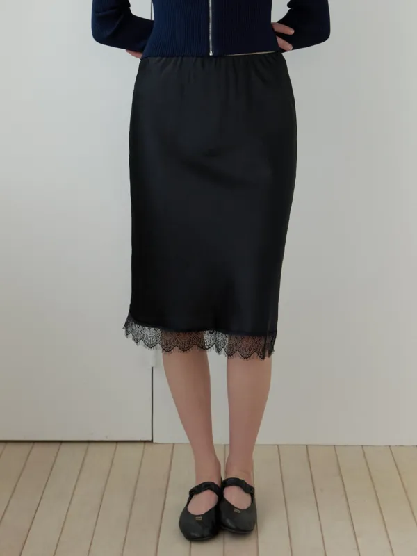 Veya lace midi skirt (black)