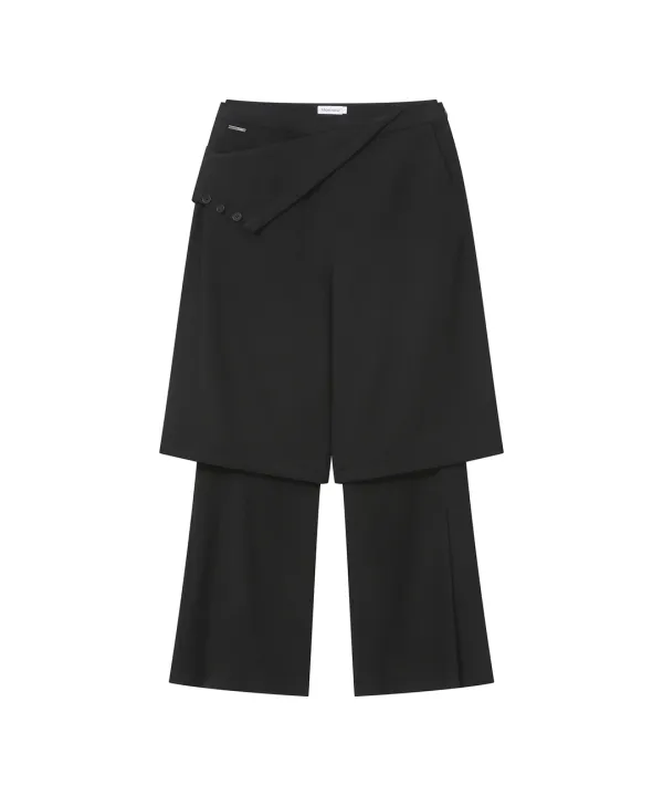 Flip bermuda layered pants SET BLACK