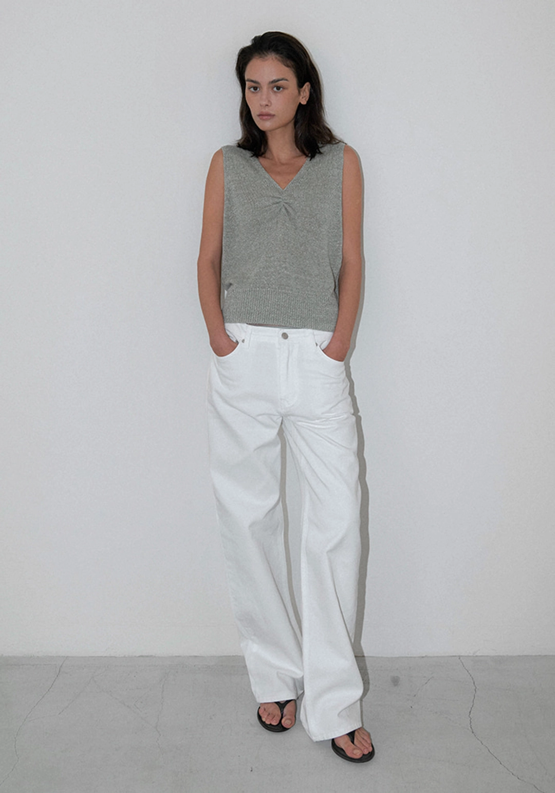 이브세이지 Shirring knit top (Khaki) 상품 이미지 2
