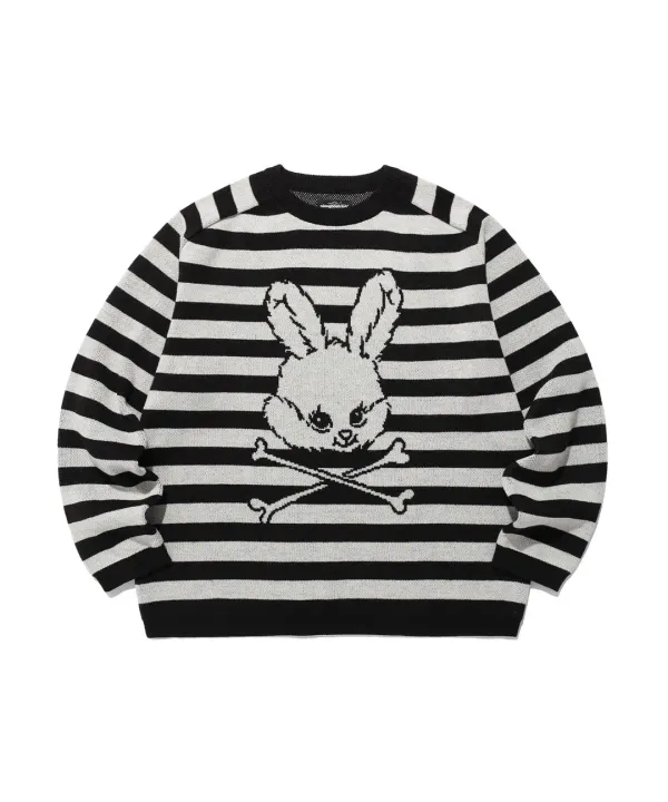 skull rabbit stripe knit[black]