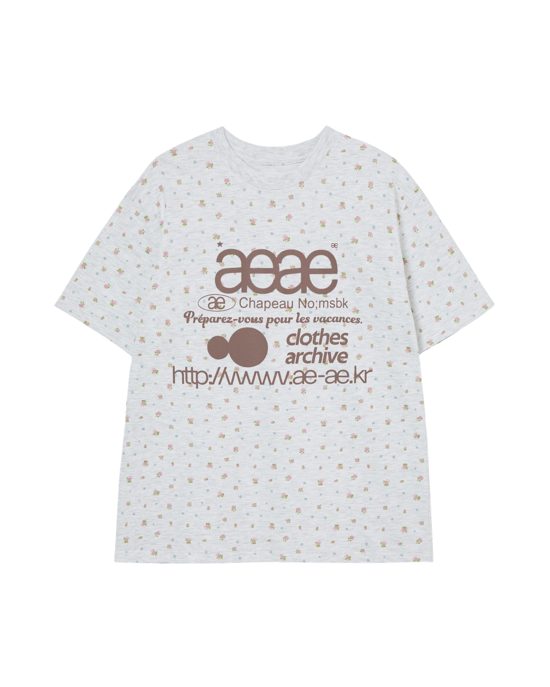 에이이에이이 [6/11 예약발송] WEB LOGO FLOWER T-SHIRTS [LIGHT GREY] 상품 이미지 1