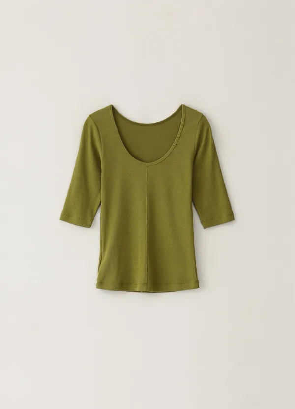 8TH / Scoop Half-Sleeved T-Shirt - Olive
