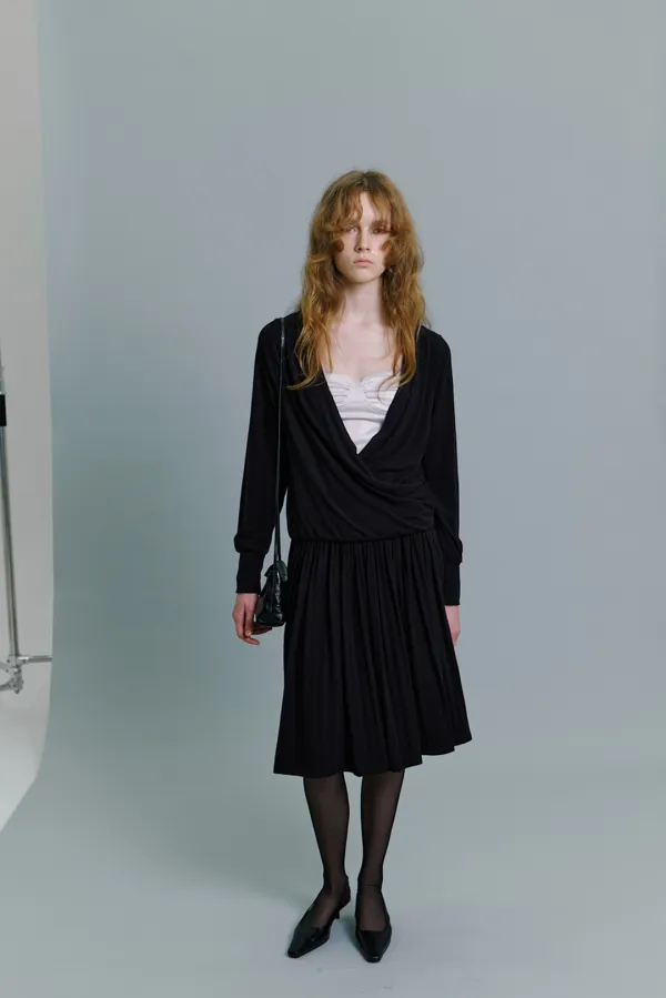 Draped Jersey Top in Black