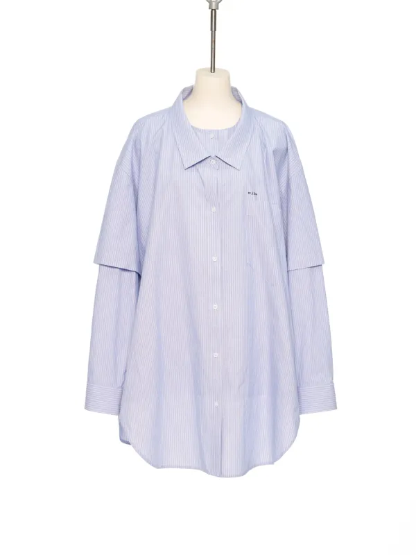 FW25 BLUE STRIPE LAYERED SHIRT DRESS