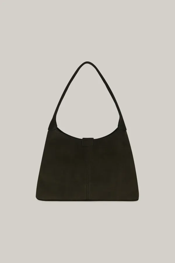 Triangle Mini Suede Shoulder Bag (deep khaki)
