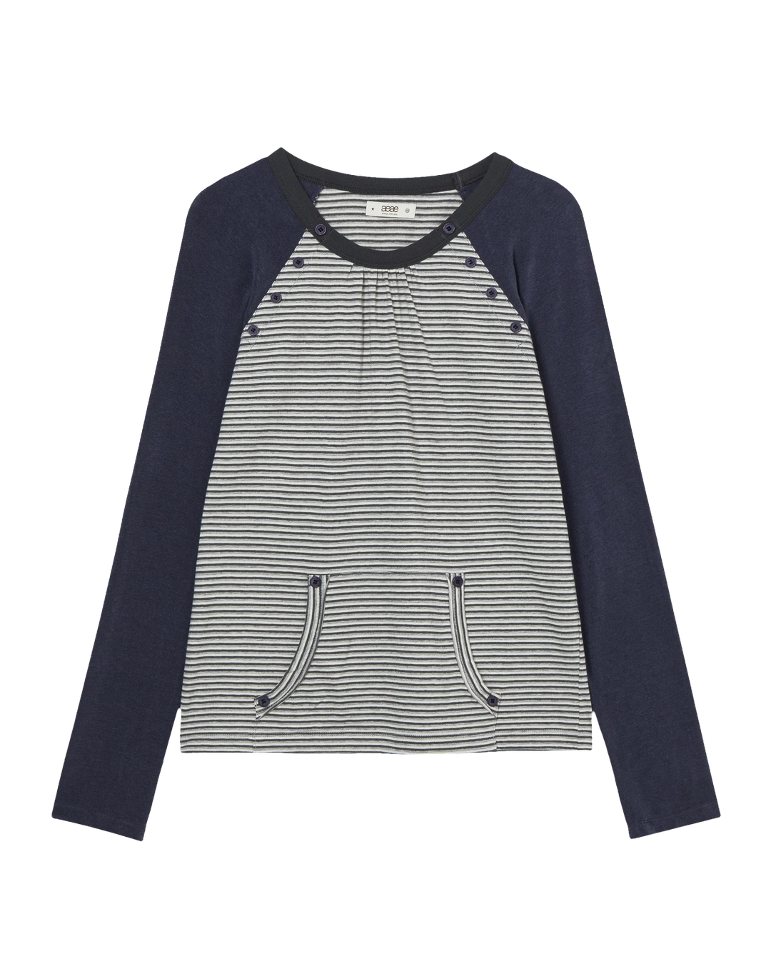 에이이에이이 BUTTON SHIRRING POCKET TEE [CHARCOAL] 상품 이미지 1