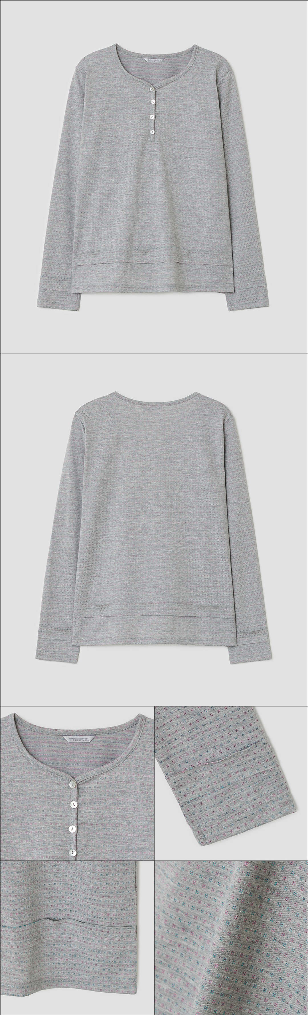 타입서비스 Piping Henley Top [Gray] 상품 이미지 2