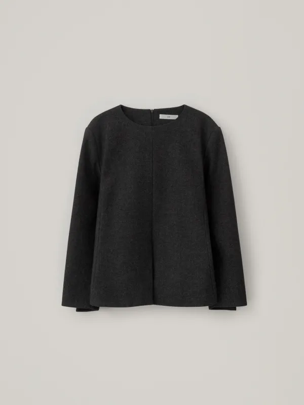 [11.9 예약 배송] Cleo Wool Tailored Top - Dark Charcoal