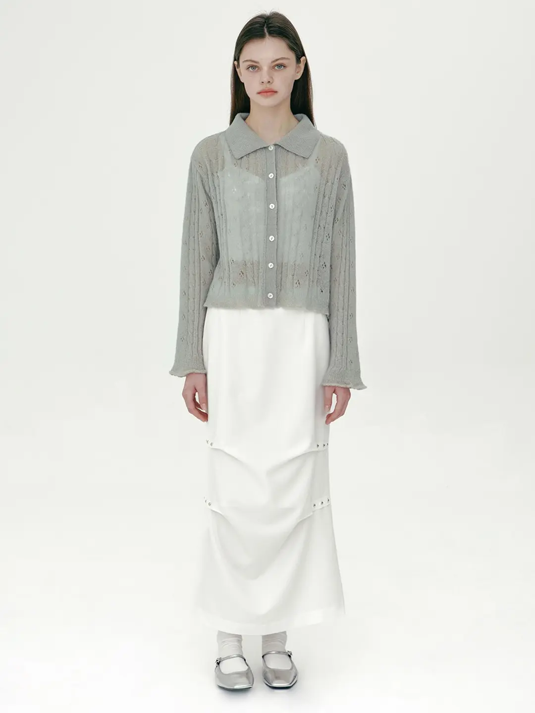마가린핑거스 RIVET LONG SKIRT (WHITE) 상품 이미지 2